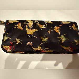 Lord & Taylor Black Embroidered Butterfly Clutch